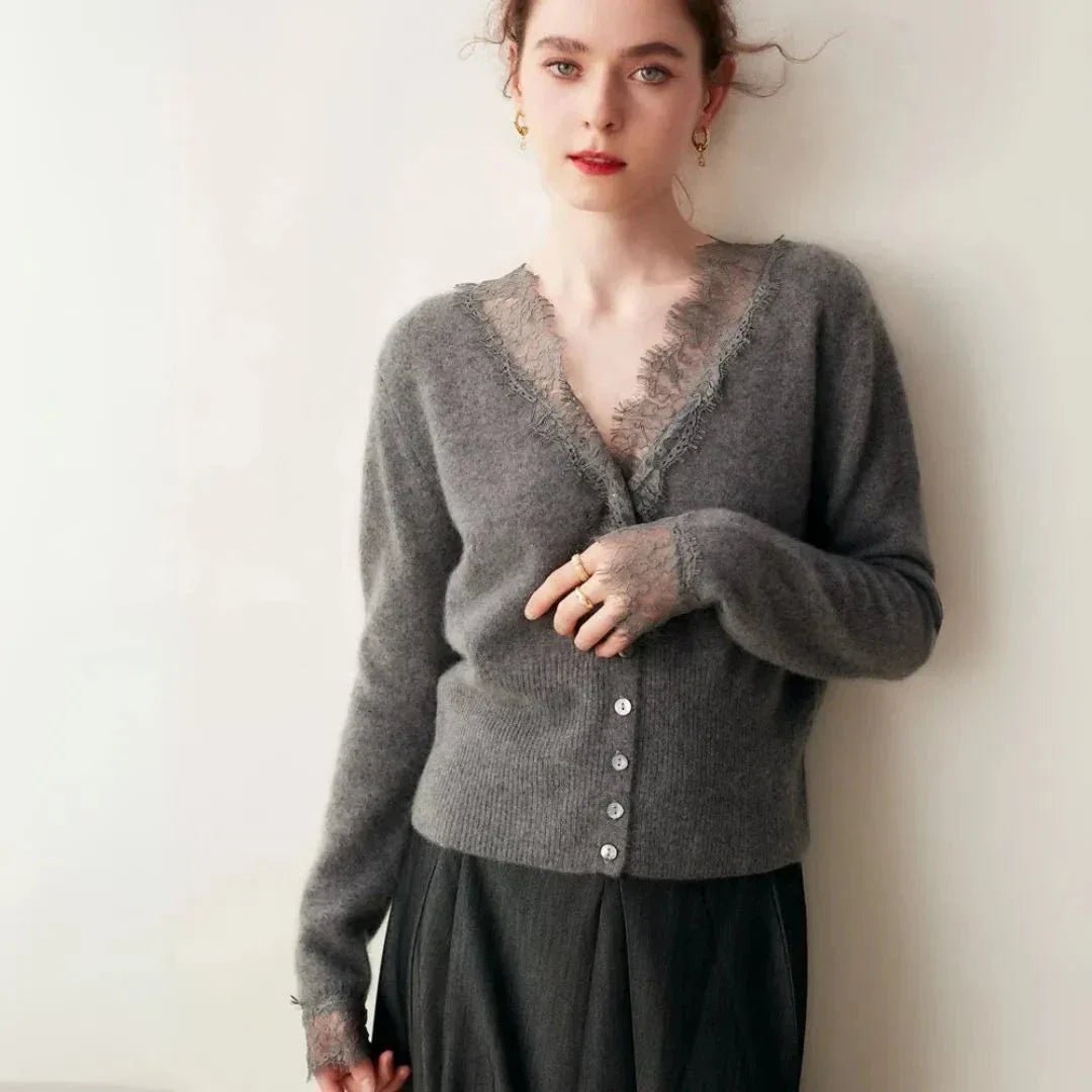 Cardigan Femme avec Détails en Dentelle - Vela Vici 🇫🇷