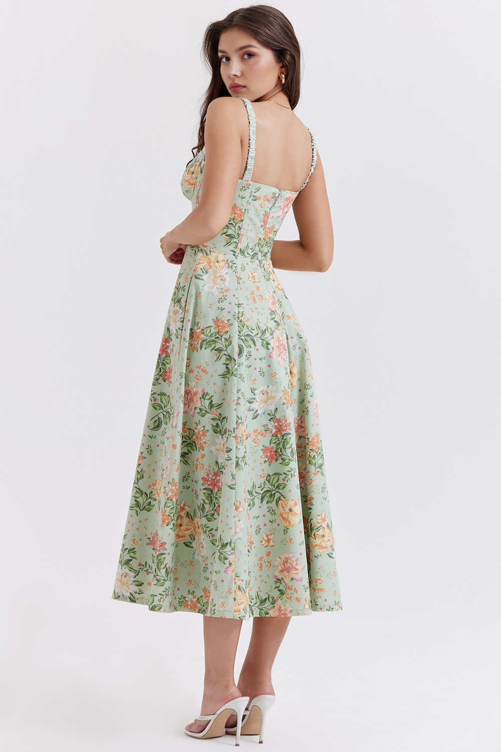 Vestido Midi Floral Esculpidor de Cintura Selina | Lazo Frontal y Abertura Lateral