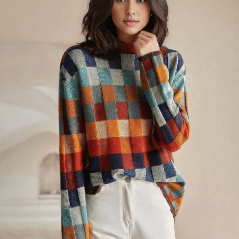 Pull Femme à Col Roulé en Patchwork - Vela Vici 🇫🇷
